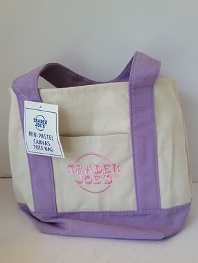 Trader Joe's Mini Pastel Canvas Tote Bag in Lavender
